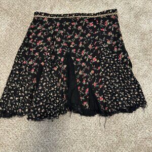 FP ONE Floral Black Skirt with Red and Pink Accents